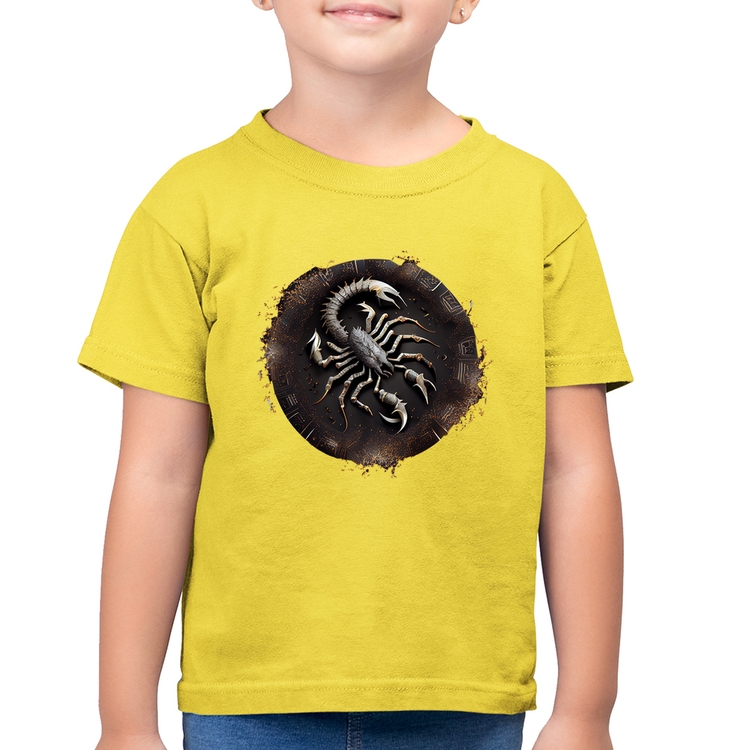 Camiseta Algodão Infantil Escorpião Signo - Amarelo Canário