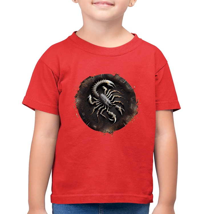 Camiseta Algodão Infantil Escorpião Sígno - Vermelha