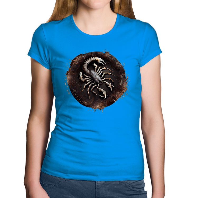 Baby Look Algodão Escorpião Sígno - Azul