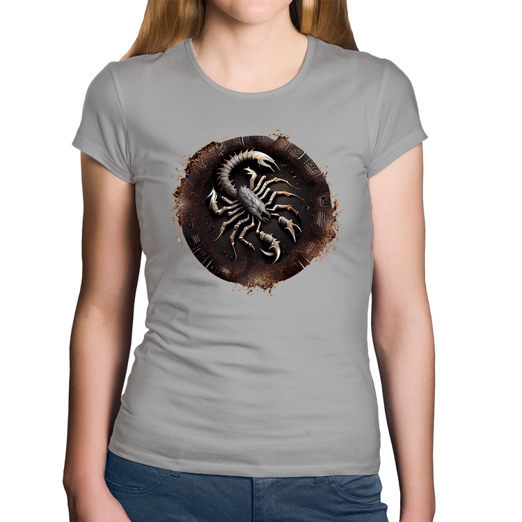 Baby Look Algodão Escorpião Sígno - Cinza