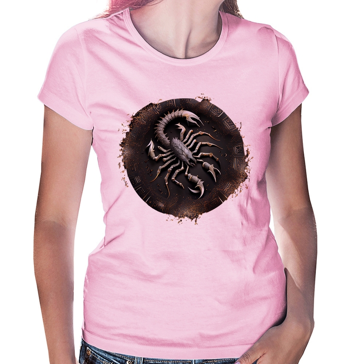 Baby Look Escorpião Sígno - Rosa Bebê