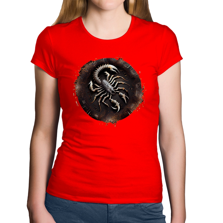 Baby Look Algodão Escorpião Sígno - Vermelha