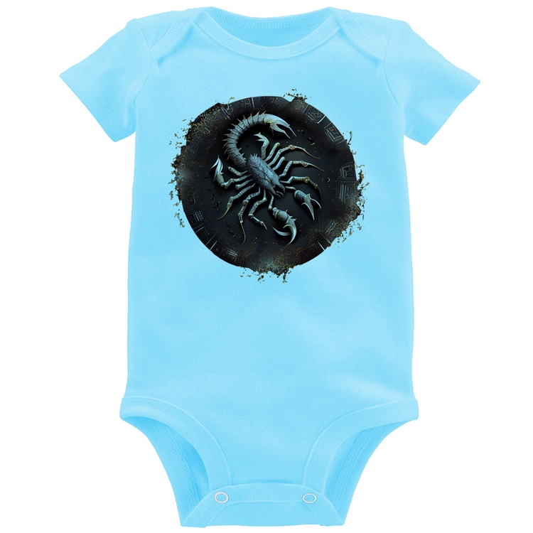 Body Bebê Escorpião Sígno - Azul Bebê
