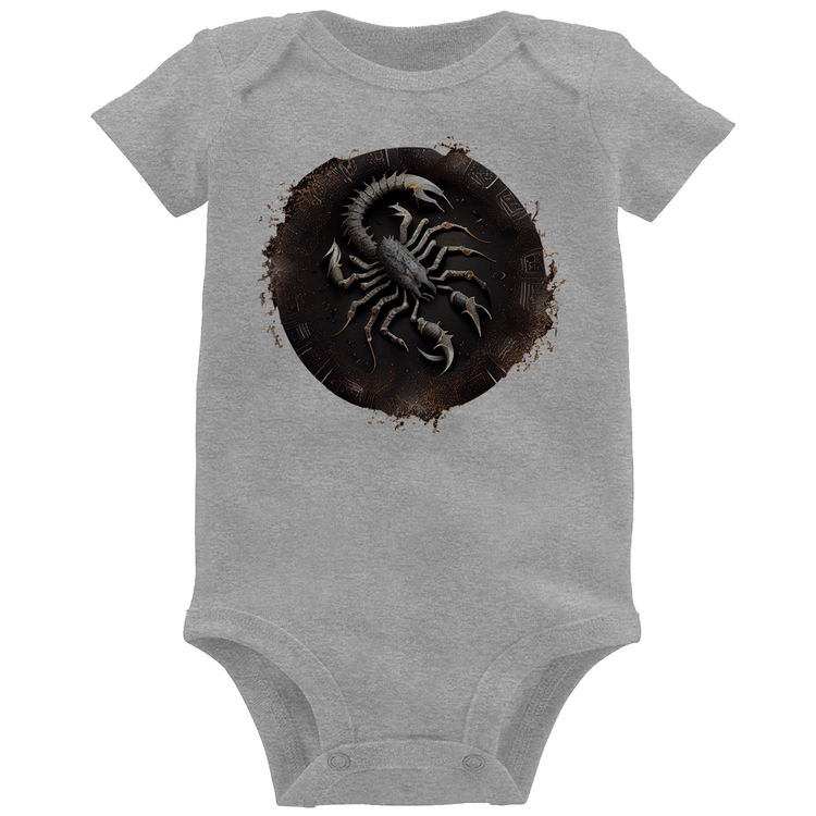 Body Bebê Escorpião Sígno - Cinza