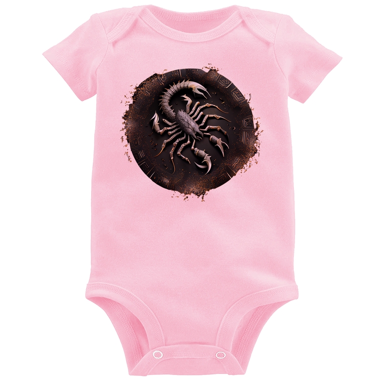 Body Bebê Escorpião Sígno - Rosa Bebê