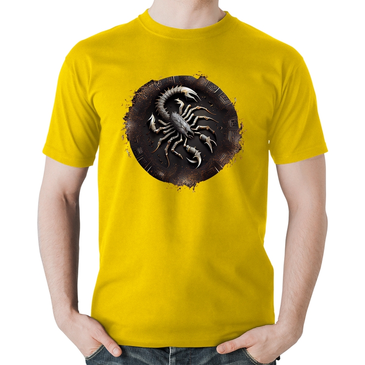 Camiseta Algodão Escorpião Sígno - Amarela