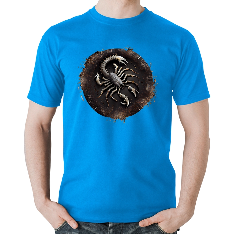 Camiseta Algodão Escorpião Sígno - Azul