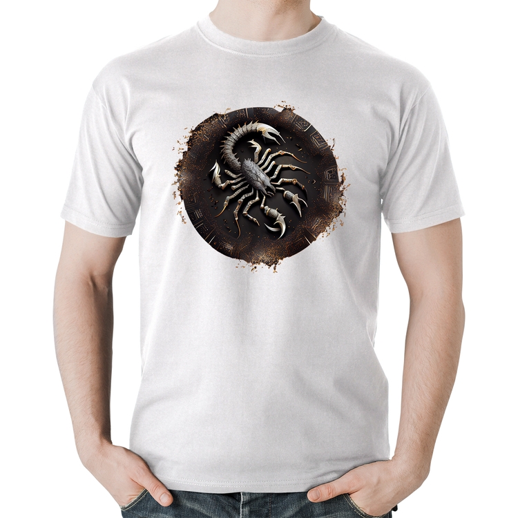 Camiseta Algodão Escorpião Sígno - Branca
