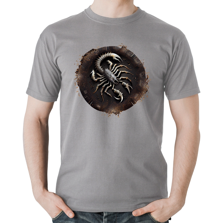 Camiseta Algodão Escorpião Sígno - Cinza