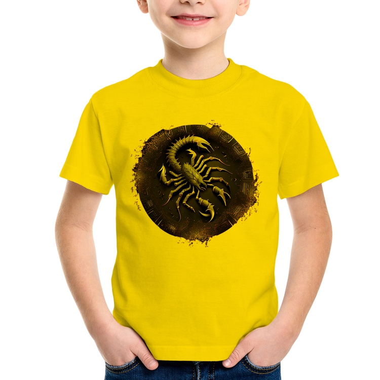 Camiseta Infantil Escorpião Sígno - Amarela