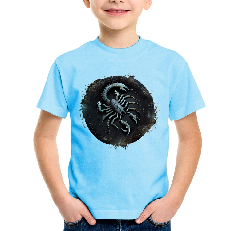 Camiseta Infantil Escorpião Sígno - Azul Bebê