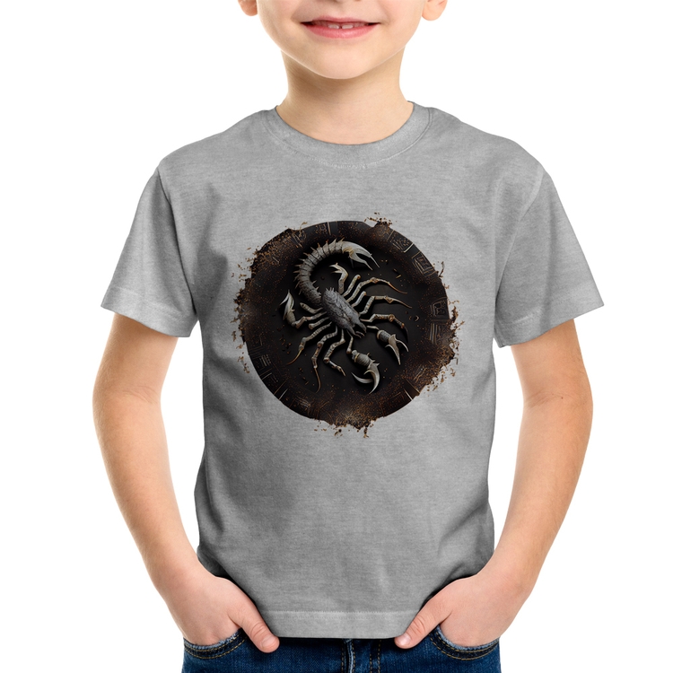 Camiseta Infantil Escorpião Sígno - Cinza