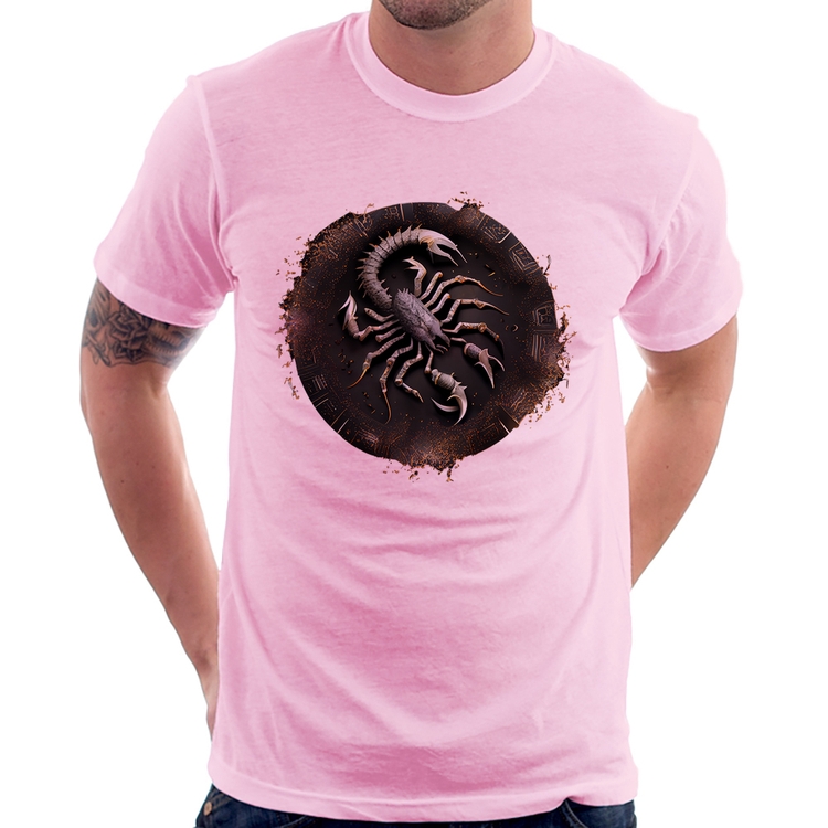 Camiseta Escorpião Sígno - Rosa Bebê