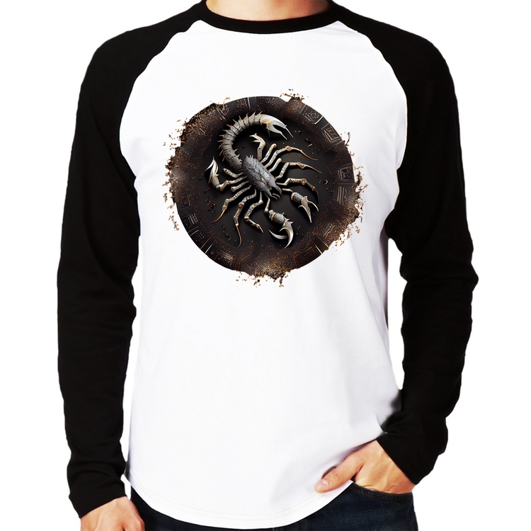 Camiseta Raglan Escorpião Sígno Manga Longa