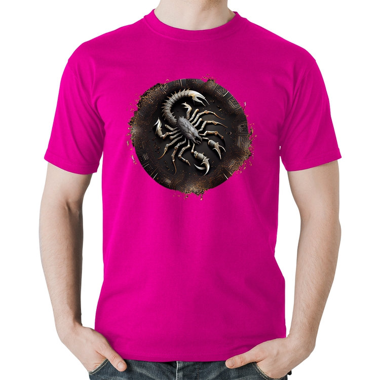 Camiseta Algodão Escorpião Sígno - Rosa