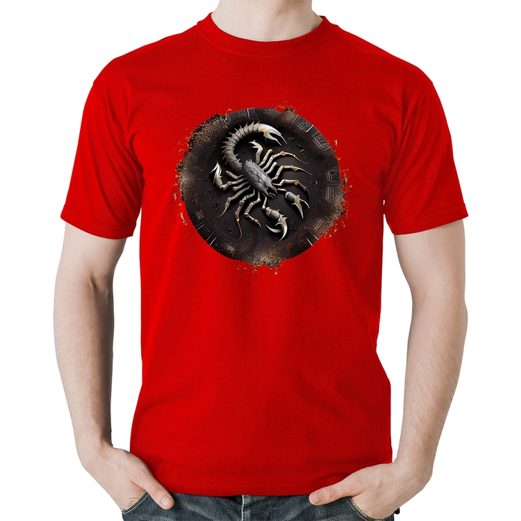 Camiseta Algodão Escorpião Sígno - Vermelha