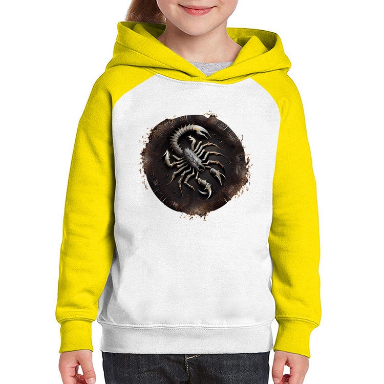 Moletom Infantil Escorpião Sígno - Branco/Amarelo