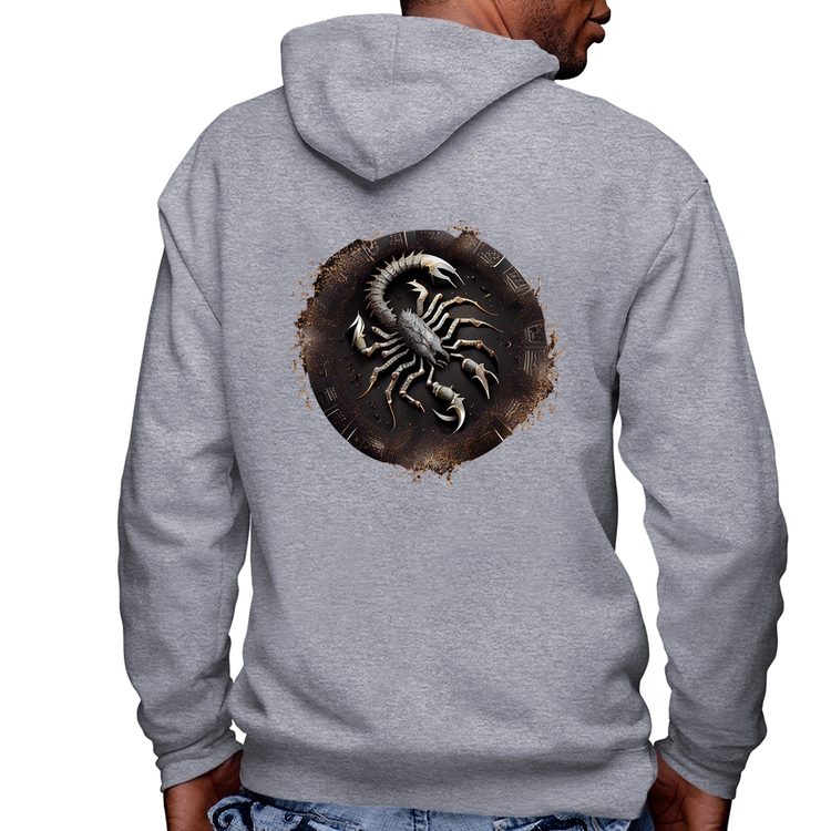 Blusa Moletom Escorpião Sígno Masculina com Capuz e Zíper - Mescla