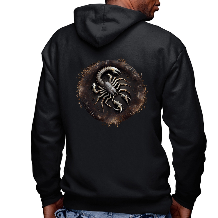 Blusa Moletom Escorpião Sígno Masculina com Capuz e Zíper