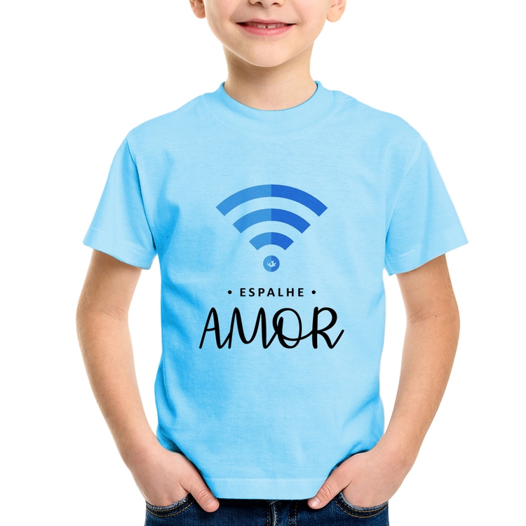 Camiseta Infantil Espalhe amor - Azul Bebê