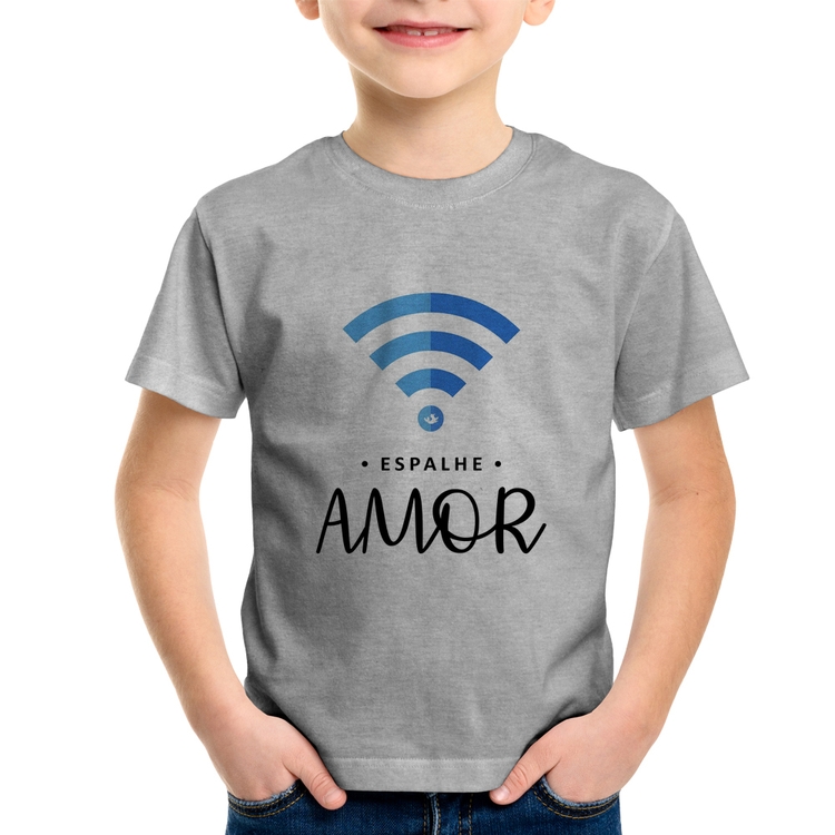 Camiseta Infantil Espalhe amor - Cinza