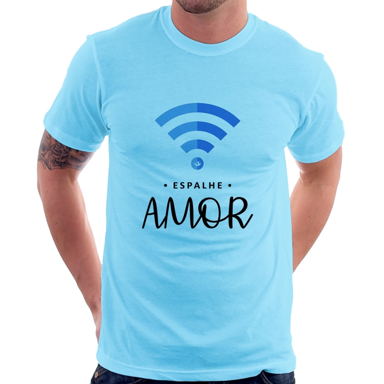 Camiseta Espalhe amor - Azul Bebê