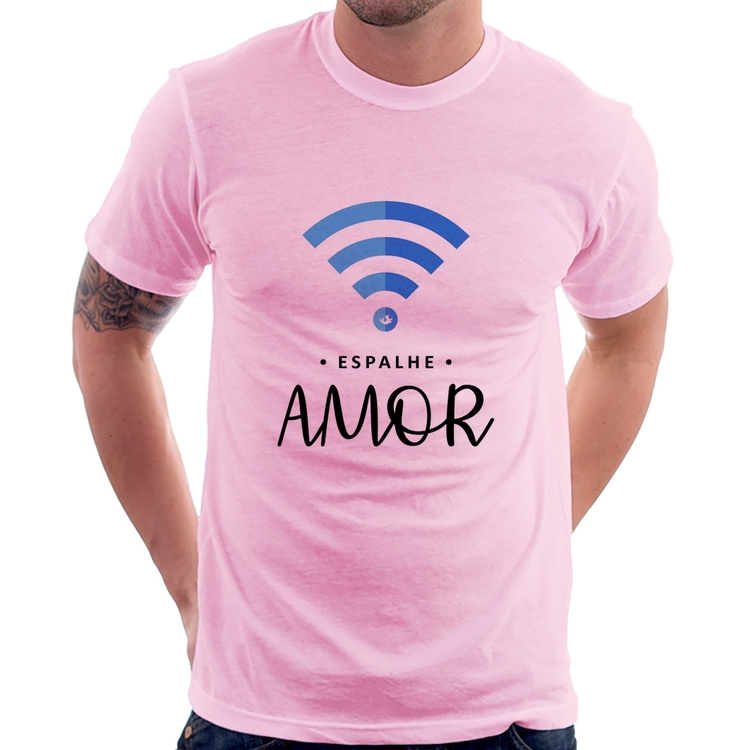 Camiseta Espalhe amor - Rosa Bebê