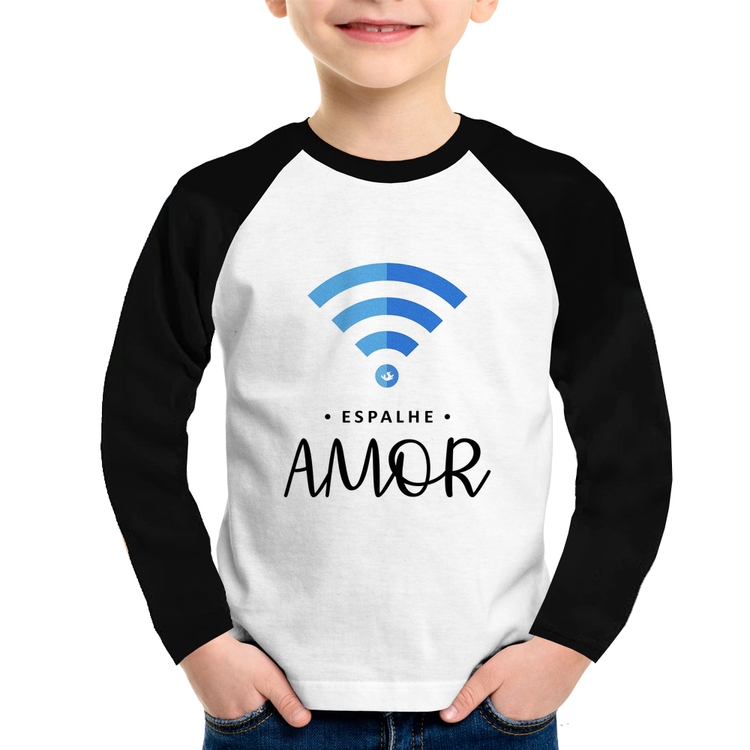 Camiseta Raglan Infantil Espalhe amor Manga Longa