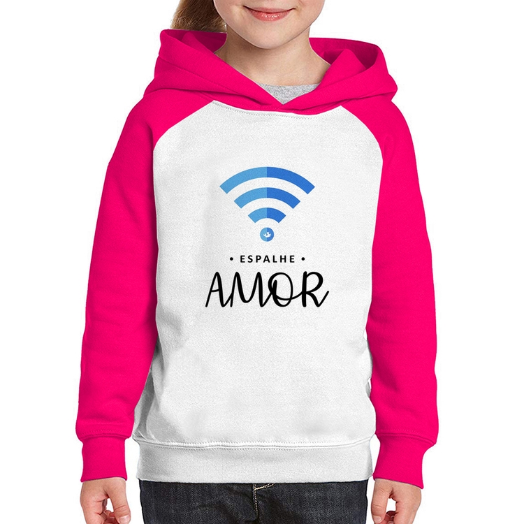 Moletom Infantil Espalhe amor - Branco/Rosa