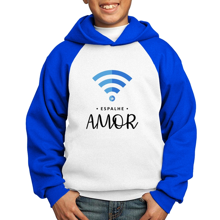 Moletom Infantil Espalhe amor - Branco/Azul