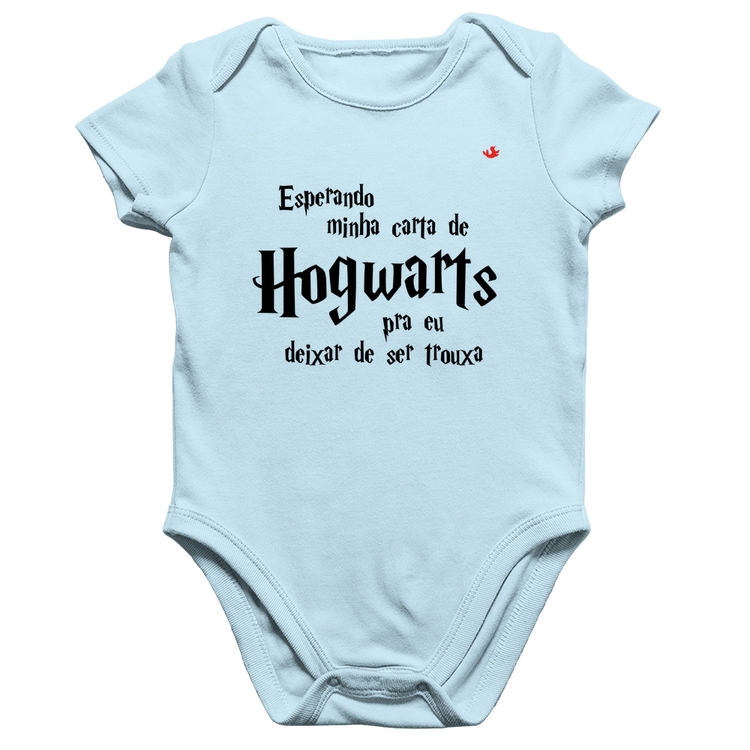 Body Bebê Algodão Esperando minha carta de Hogwarts - Azul Bebê