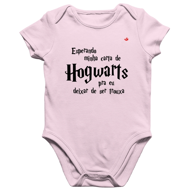 Body Bebê Algodão Esperando minha carta de Hogwarts - Rosa Bebê