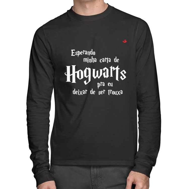 Camiseta Algodão Esperando minha carta de Hogwarts Manga Longa