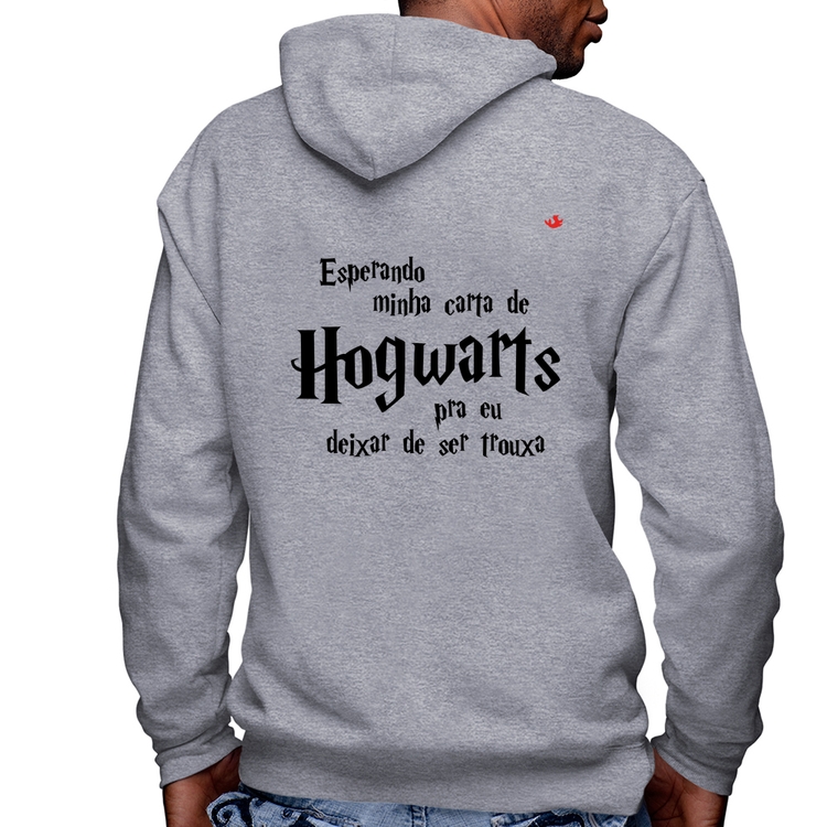 Blusa Moletom Esperando minha carta de Hogwarts Masculina com Capuz e Zíper - Mescla