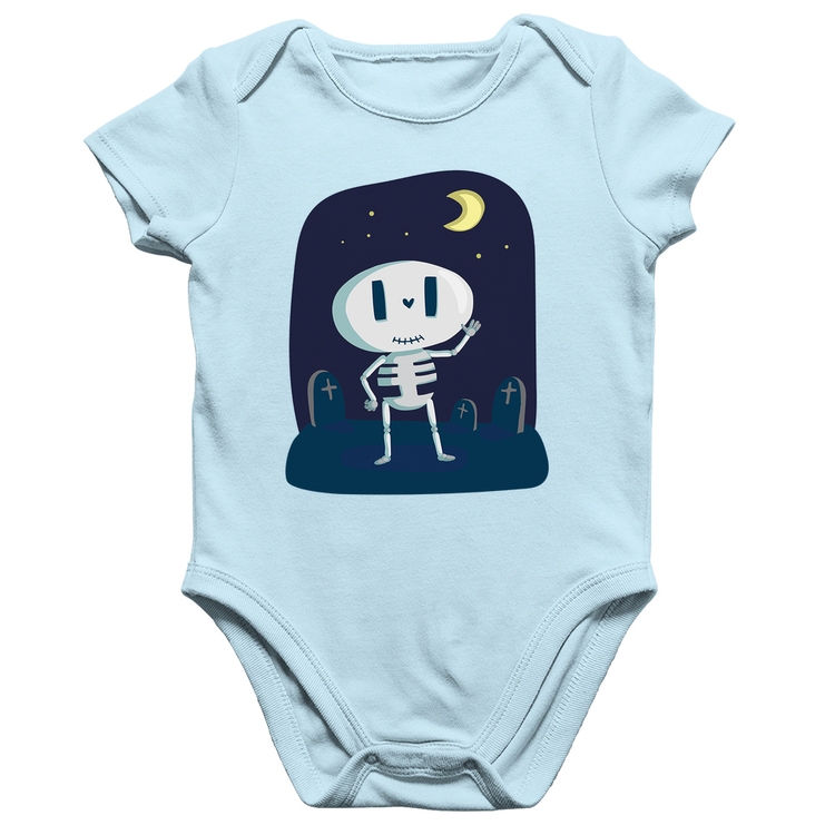 Body Bebê Algodão Esqueleto - Azul Bebê