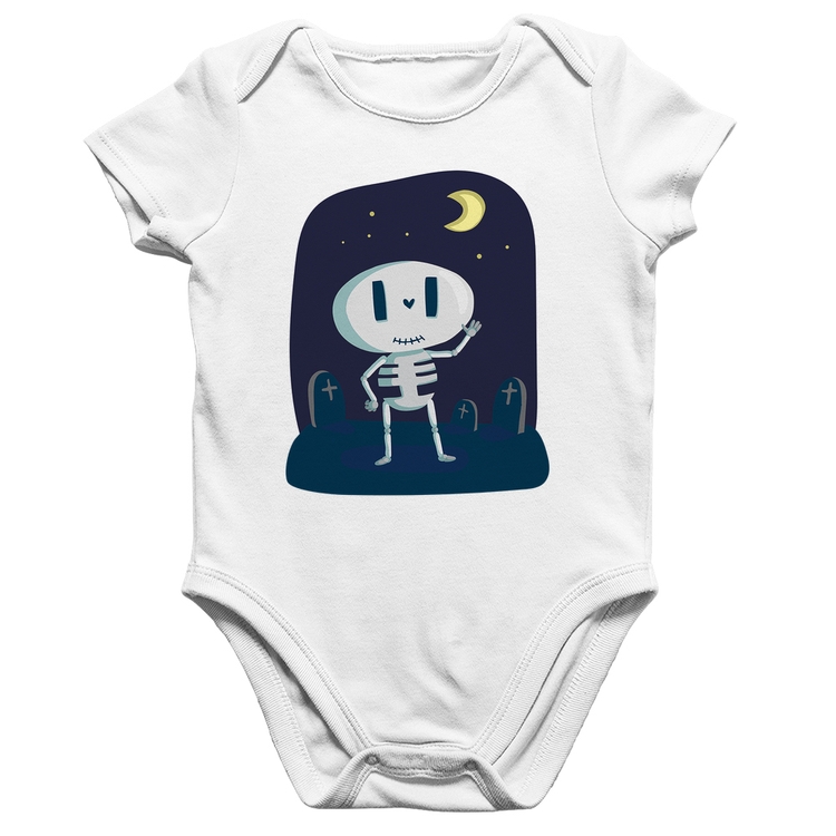 Body Bebê Algodão Esqueleto - Branco