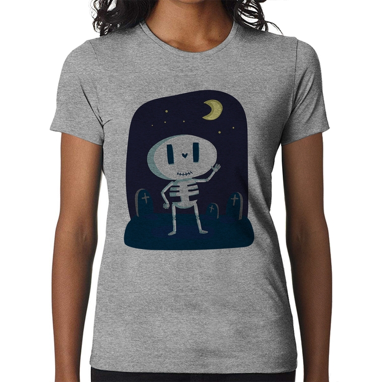 Baby Look Esqueleto - Cinza