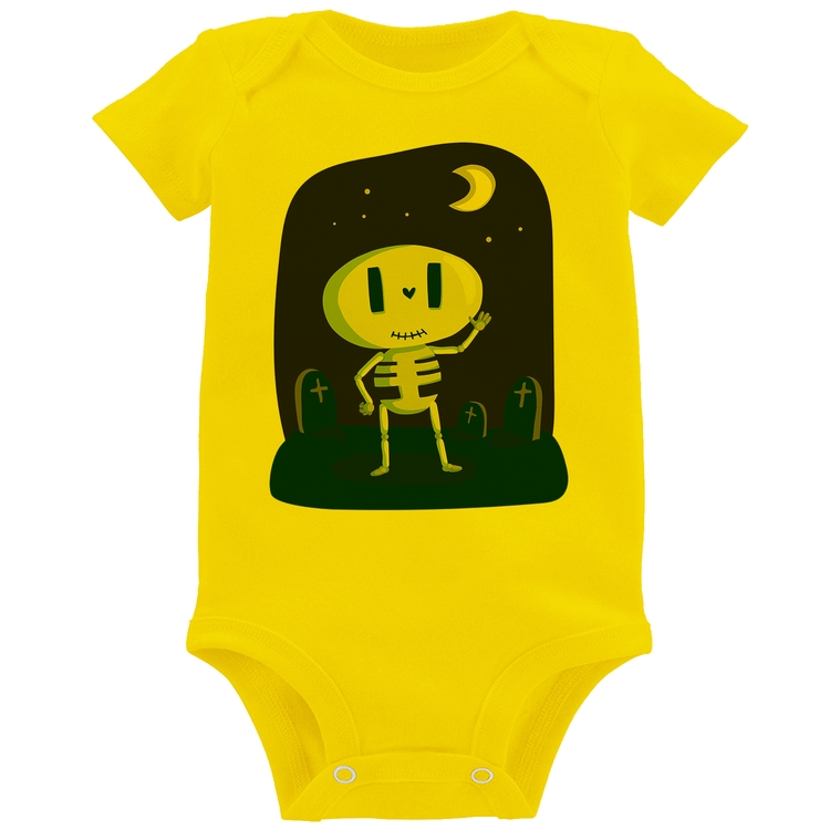 Body Bebê Esqueleto - Amarelo