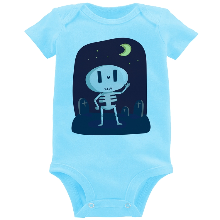 Body Bebê Esqueleto - Azul Bebê