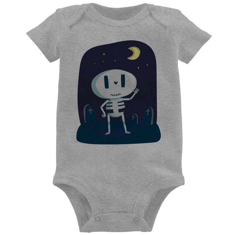 Body Bebê Esqueleto - Cinza