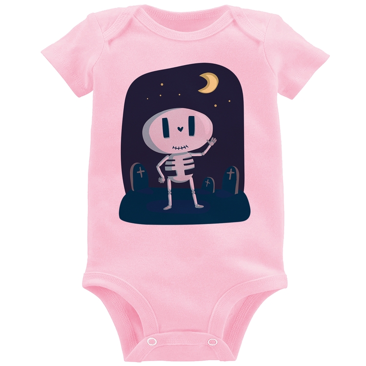 Body Bebê Esqueleto - Rosa Bebê