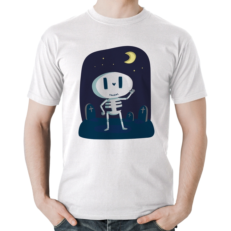 Camiseta Algodão Esqueleto - Branca