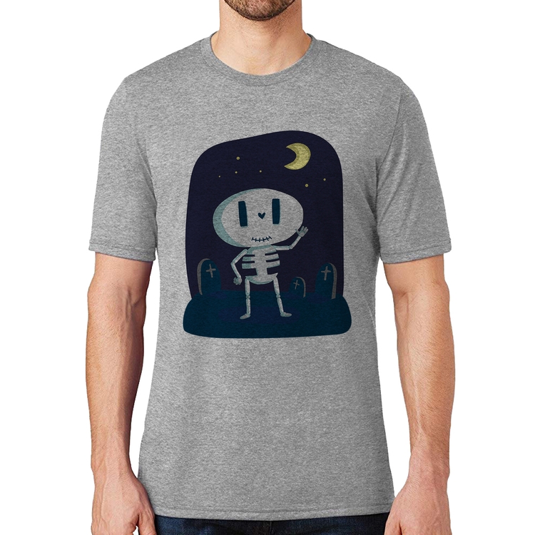 Camiseta Esqueleto - Cinza