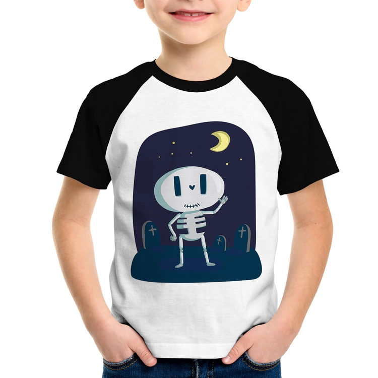 Camiseta Raglan Infantil Esqueleto