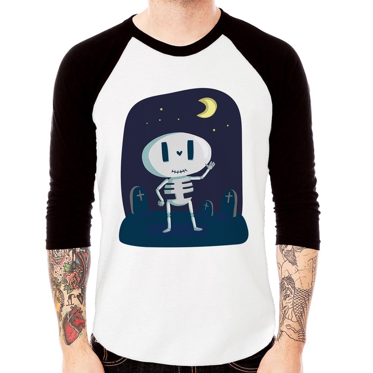 Camiseta Raglan Esqueleto Manga 3/4
