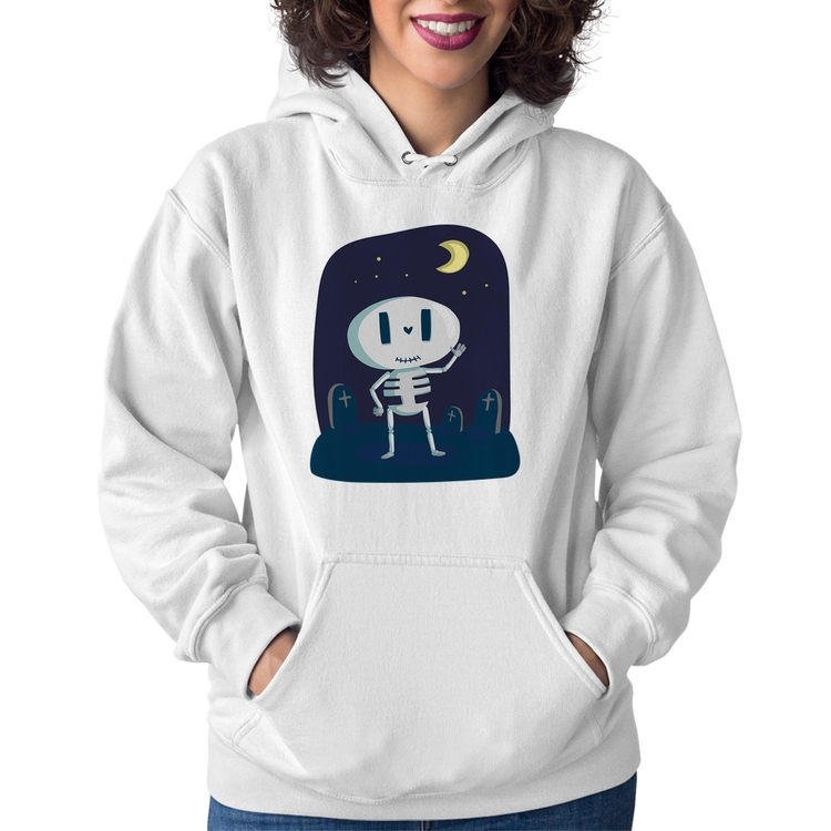 Moletom Feminino Esqueleto - Branco
