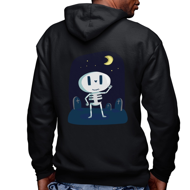 Blusa Moletom Esqueleto Masculina com Capuz e Zíper