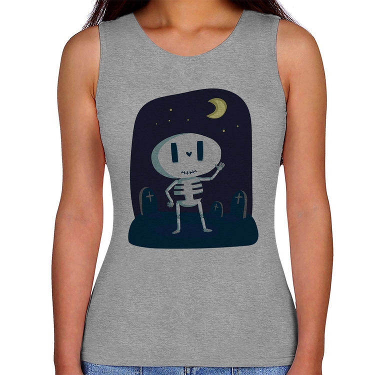 Regata Feminina Esqueleto - Cinza