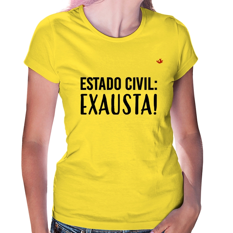 Baby Look Estado civil: Exausta! - Amarela
