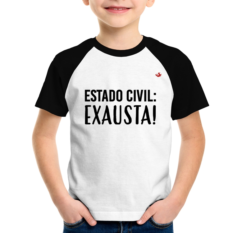 Camiseta Raglan Infantil Estado civil: Exausta!